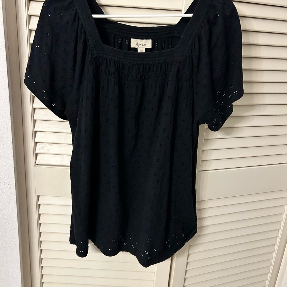 Style & Co. Black eyelet Blouse - Picture 2 of 6
